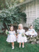 Simple Satin Jewel Neckline Tea-length A-line Flower Girl Dresses FD089