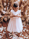 Wonderful Tulle Jewel Neckline Tea-length A-line Flower Girl Dresses FD092