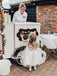 Modest Lace & Tulle Tea Length A-line Bow Flower Girl Dresses FD093