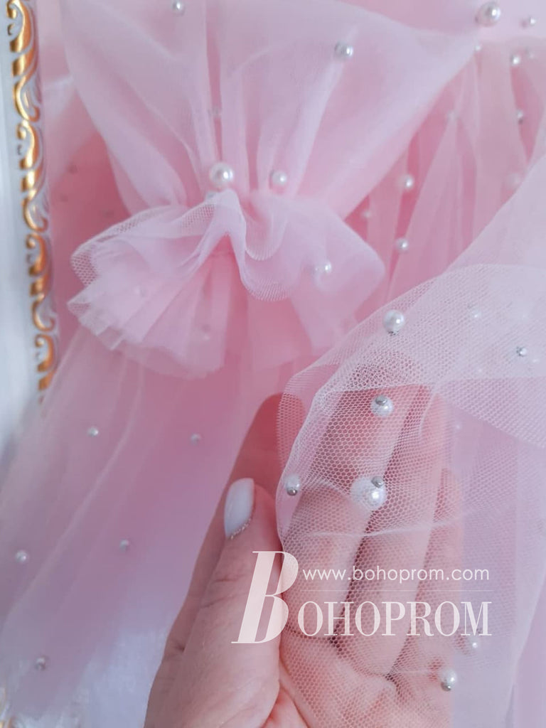 Modern Tulle Scoop Neckline Bowknot Long Sleeves Flower Girl Dresses FD107