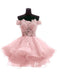 Exquisite Tulle Off-the-shoulder Neckline Ball Gown Homecoming Dresses With Appliques HD031