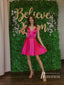 Fashionable Satin V-neck Neckline A-line Homecoming Dresses With Beadings HD037