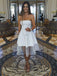 Popular Satin Homecoming Dresses A-line Strapless Short Gowns HD046