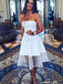 Popular Satin Homecoming Dresses A-line Strapless Short Gowns HD046
