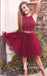 Shining Tulle Spaghetti Straps 2 Pieces  Homecoming Dresses With Beaded Appliques HD056