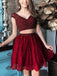 Sparkly Beaded Two-piece Homecoming Dresses Short A-line Gowns HD067