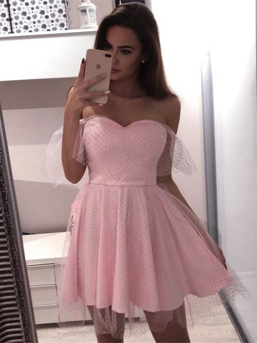 Sweet Illusion Tulle Homecoming Dresses A-line Short Gowns HD068