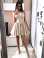 Delicate Halter Short Homecoming Dresses Satin A-line Gowns HD091