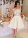 Chic Tulle Bateau Neckline A-line Homecoming Dresses With Appliques HD096