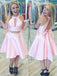 Fashionable Satin Jewel Neckline 2 Pieces A-line Homecoming Dresses With Bowknot HD102