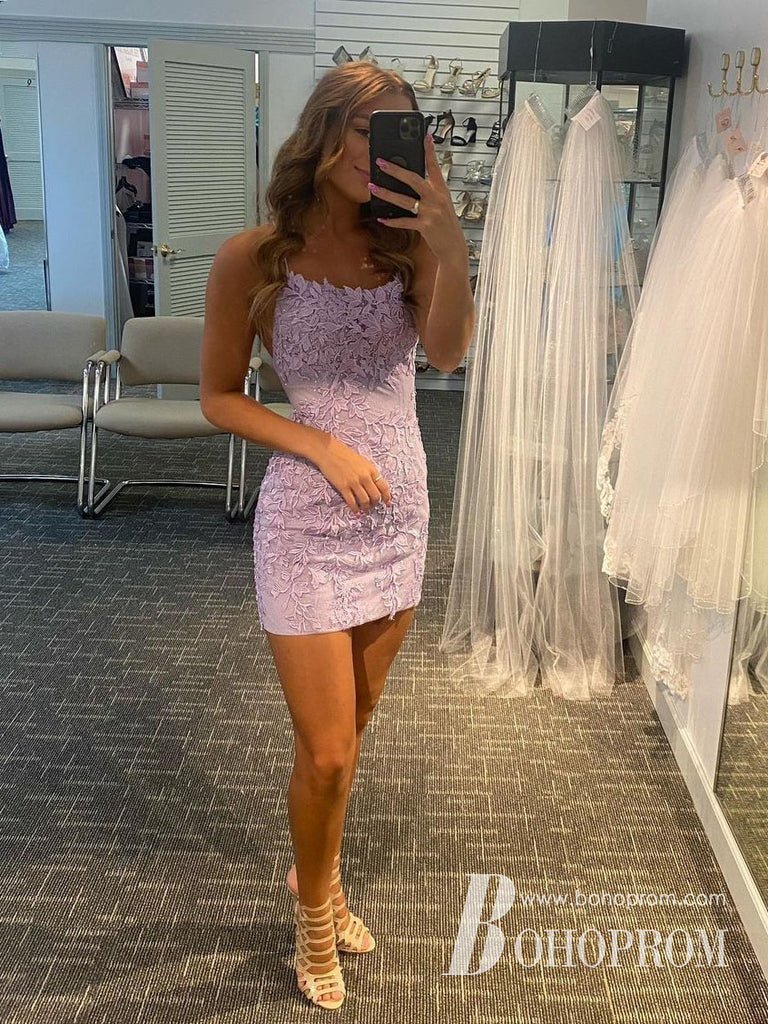 Sexy Sheath Homecoming Dresses Appliqued Short Gowns HD116