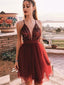 A-line Homecoming Dresses Halter Sequined Tulle Gowns HD132