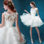 Chic Tulle Jewel Neckline Short A-line Homecoming Dresses With Flowers HD216