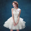 Chic Tulle Jewel Neckline Short A-line Homecoming Dresses With Flowers HD216