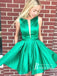 Simple Satin Jewel Neckline Short A-line Homecoming Dresses HD219