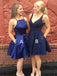 Simple Satin Halter Neckline A-line Homecoming Dresses With Beadings HD242A