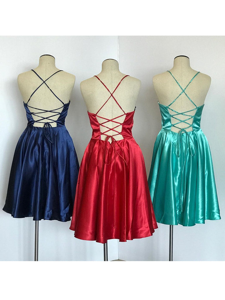 Cheap Satin Homecoming Dresses A-line Short Party Gowns HD249