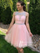 Shining Tulle Bateau Neckline A-line Homecoming Dresses HD258