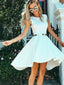 Beautiful Satin A-line Homecoming Dresses With Belt Jewel Short Gowns HD265