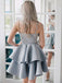 Charming Beaded A-line Homecoming Dresses Appliqued Satin Short Gowns HD266