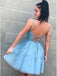 Delicate V-neck A-line Homecoming Dresses Tulle Appliqued Gowns HD267