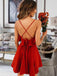 Simple Spaghetti Straps A-line Homecoming Dresses Satin Short Gowns HD270