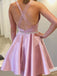 Modern Bateau Satin A-line Homecoming Dresses With Beads HD272