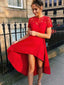 Alluring Satin & Lace Jewel Neckline Hi-lo A-line Homecoming Dresses HD291
