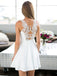 Stunning Satin & Lace Jewel Neckline Short A-line Homecoming Dresses HD305