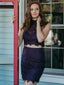 Shimmering Lace High-neck 2 Pieces Sheath Homecoming Dresses HD314