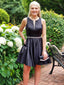 Fantastic Satin Jewel Neckline A-line Homecoming Dresses With Beadings HD325