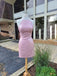 Simple Satin Halter Neckline Short Length Sheath Homecoming Dress HD331