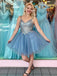 Delicate V-neck A-line Homecoming Dresses Tulle Appliqued Gowns HD445