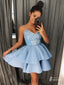 Charming Sequins A-line Homecoming Dresses Appliqued Satin Short Gowns HD467