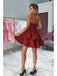 Charming Sequins A-line Homecoming Dresses Appliqued Satin Short Gowns HD467