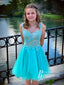 Fabulous Tulle Spaghetti Straps A-line Homecoming Dresses With Rhinestone Appliques HD471