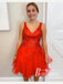 Gorgeous Tulle V-neck Neckline A-line Homecoming Dresses With Appliques HD473