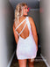 Unique Sequins Lace One-shoulder Sheath Backless Homecoming Dresses HD475