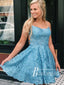 Gorgeous Lace Spaghetti Straps A-line Homecoming Dresses With Beaded HD477