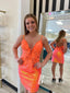 Charming Neon Sequins Lace Appliques Sheath Backless Homecoming Dresses HD481