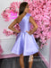 Stunning Satin One-shoulder A-line Homecoming Dresses Appliqued Short Gowns HD489