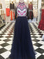 Delicate Embroidery A-line Prom Dresses Long Tulle Formal Gowns PD001