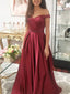 Fashionable Satin Off-the-shoulder Neckline A-line Prom Dresses With Beadings PD069