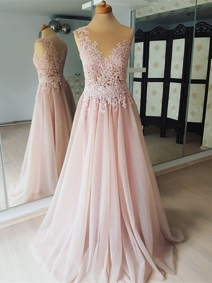Brilliant Chiffon Jewel Neckline A-line Prom Dresses With Beaded Appliques PD221