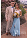 Delicate Satin & Tulle Bateau Neckline Cap Sleeves 2 Pieces A-line Prom Dresses PD224