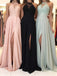 Marvelous Chiffon Halter Neckline A-line Prom Dresses With Slit PD265