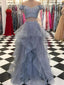 Shimmering Two-piece Prom gowns A-line Tulle Evening Dresses PD255