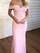 Unique Satin Evening Gowns Sheath/Column Pink Prom Dresses PD259