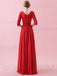 Elegant Chiffon Prom Gowns V-neck 3/4 Sleeves A-line Prom Dresses PD260