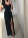 Fabulous Satin Spaghetti Straps A-line Prom Dresses With Slit PD279
